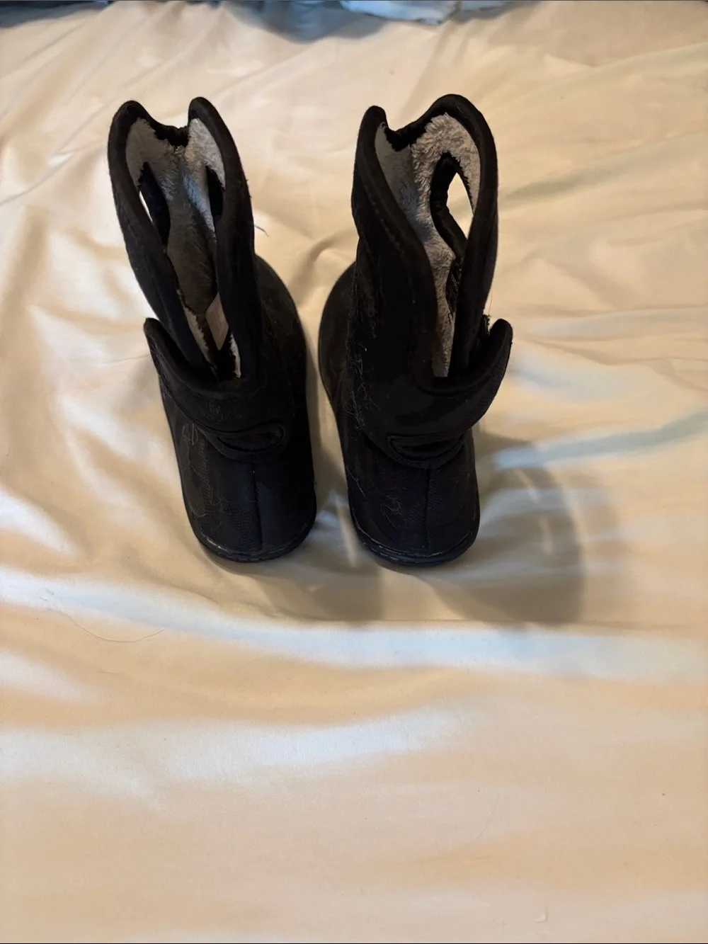 Kids Black Camo Winter Boots - Lightweight Slip-On